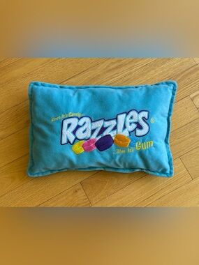 Razzles candy gum turquoise, pillow 12x16
